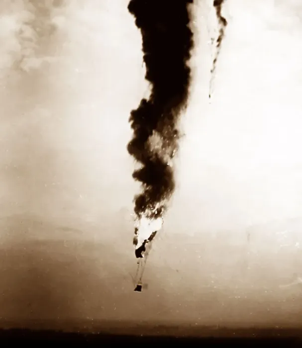 Framed Print : Observation balloon shot down at Boyelles, 3rd February 1918 Framed Print : Observation balloon shot down at Boyelles, 3rd February 1918