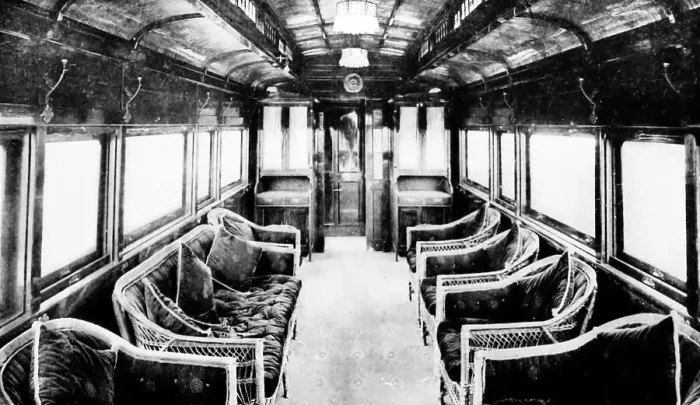 Framed Print : Observation railway coach, Japan, early 1900s Framed Print : Observation railway coach, Japan, early 1900s