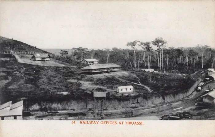 Framed Print : Obuasi railway offices, Ghana, Gold Coast, West Africa Framed Print : Obuasi railway offices, Ghana, Gold Coast, West Africa