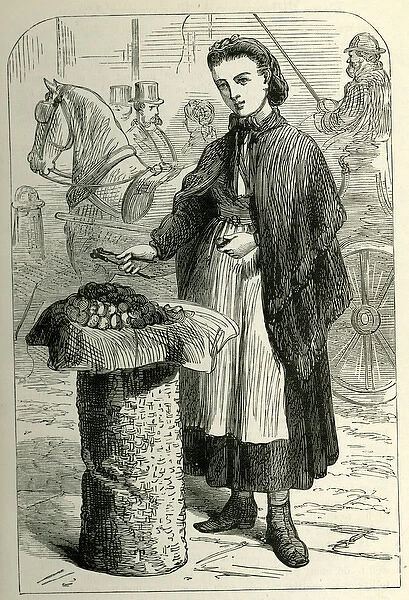 Occupations 1882 - young woman selling walnuts