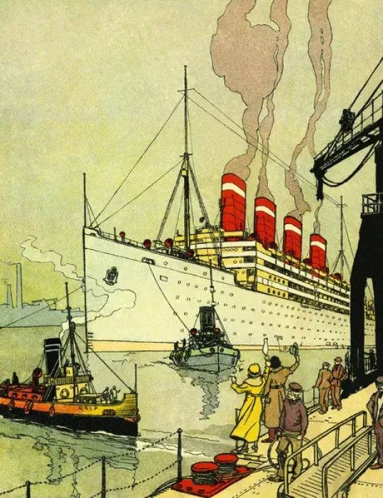 Framed Print : Ocean liner steams into port Framed Print : Ocean liner steams into port