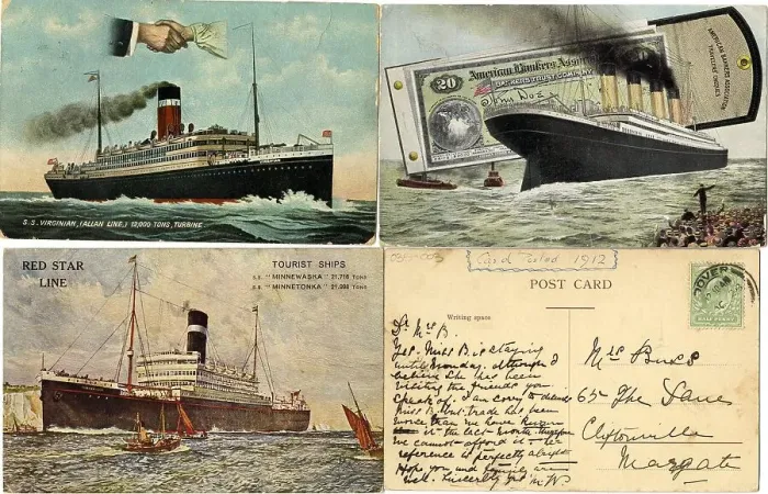 Framed Print : Ocean Liners - four postcards Framed Print : Ocean Liners - four postcards