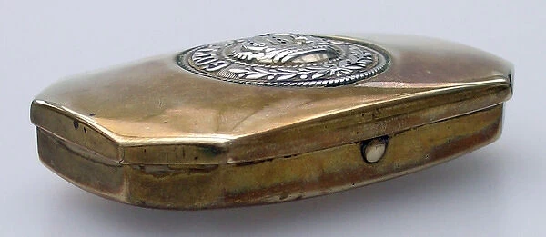 Octagonal hinged tin with a German Gott Mit Uns badge