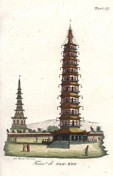 Octagonal nine-story porcelain tower in Nanjing