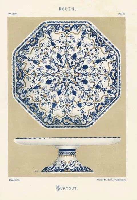 Framed Print : Octagonal surtout or centerpiece dish from Rouen Framed Print : Octagonal surtout or centerpiece dish from Rouen