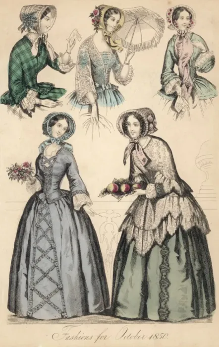 Framed Print : October 1850 Fashions Framed Print : October 1850 Fashions