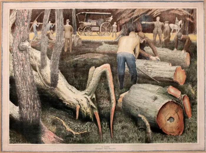 Framed Print : October Tree Felling by R Coxon Framed Print : October Tree Felling by R Coxon