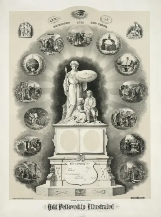 Framed Print : Odd Fellowship illustrated Framed Print : Odd Fellowship illustrated