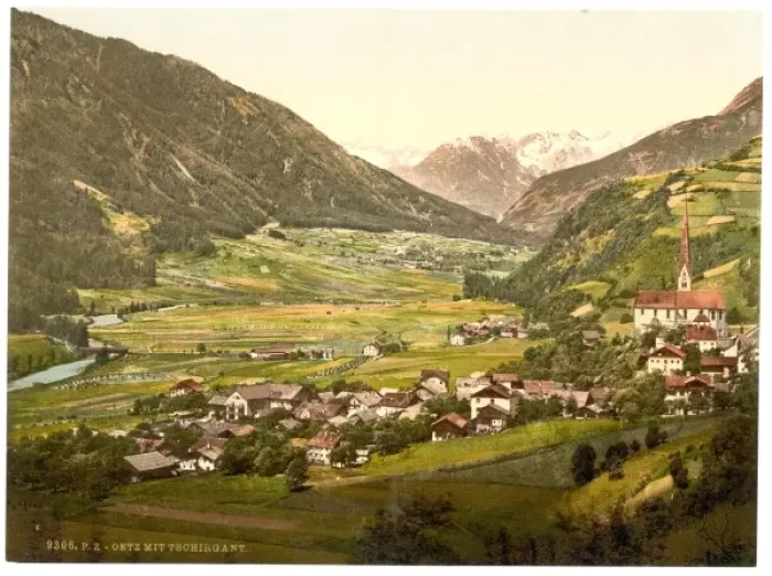 Framed Print : Oetz Valley, with Tschirgant, Tyrol, Austro-Hungary Framed Print : Oetz Valley, with Tschirgant, Tyrol, Austro-Hungary