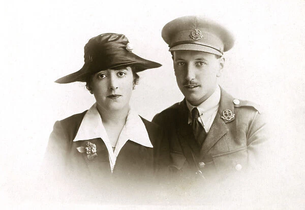 Off to War - WWI - Couple pose for Studio portrait