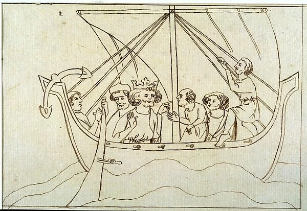Offa at Sea. Offa crosses the sea to Rome in a small sailing craft