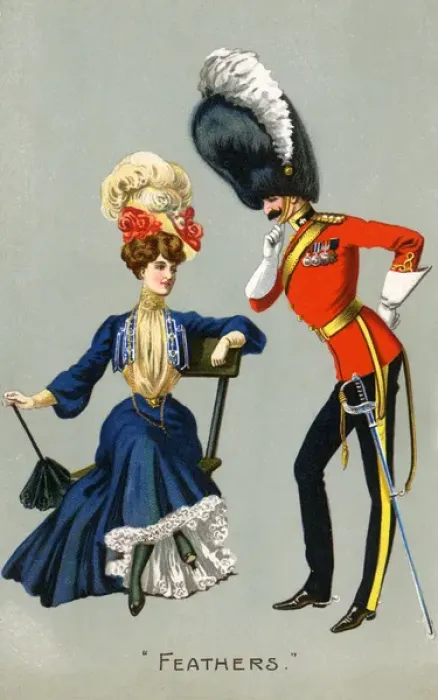 Framed Print : Officer of the British Guards admires a young lady Framed Print : Officer of the British Guards admires a young lady
