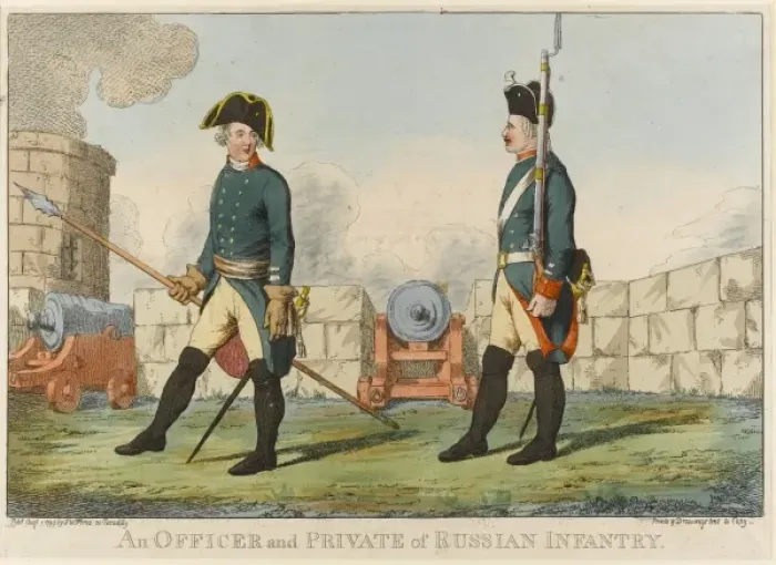 Framed Print : An Officer and Private of Russian Infantry Framed Print : An Officer and Private of Russian Infantry