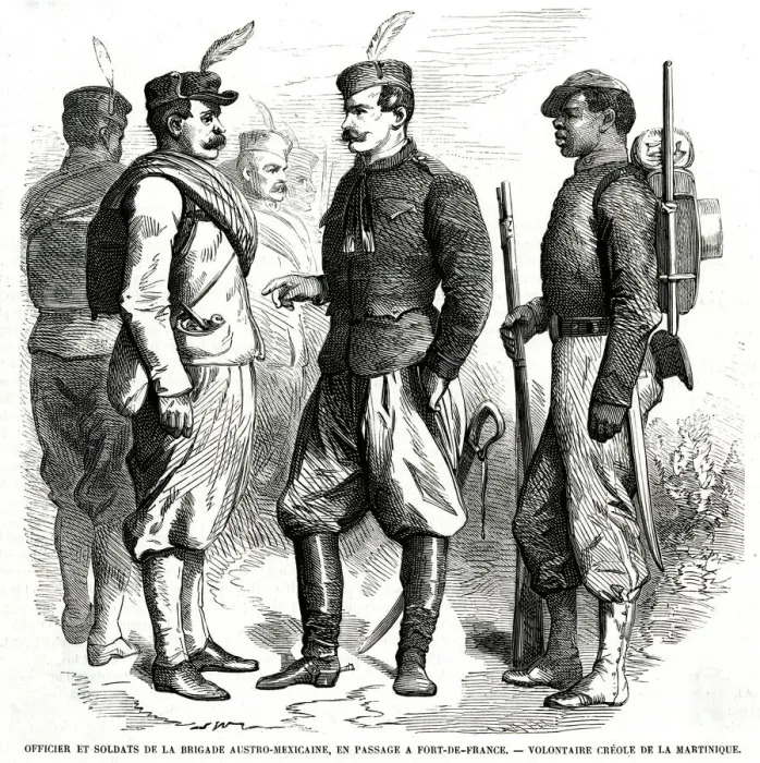 Framed Print : Officer and Soldiers at Fort-de-France Framed Print : Officer and Soldiers at Fort-de-France