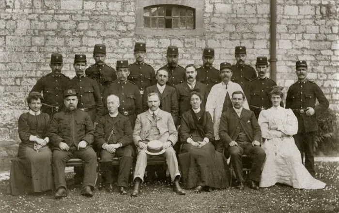 Framed Print : Officers at Shepton Mallet Prison, Somerset Framed Print : Officers at Shepton Mallet Prison, Somerset