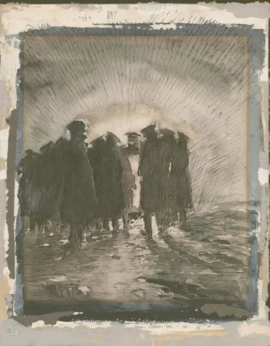 Framed Print : Officers by trenches, meeting at dusk, WW1 Framed Print : Officers by trenches, meeting at dusk, WW1