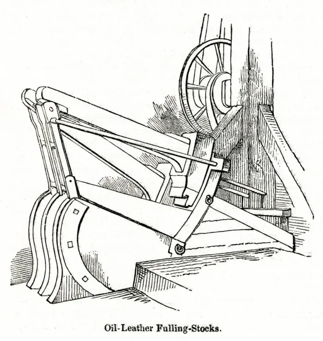 Framed Print : Oil leather fulling stocks at leather factory, south London Framed Print : Oil leather fulling stocks at leather factory, south London