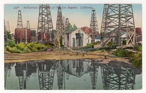Oil  /  Los Angeles. Reflections in the lake of oil, Los Angeles, California