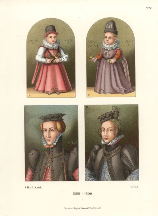 Framed Print : Oil paintings of children and women, late 16th century Framed Print : Oil paintings of children and women, late 16th century