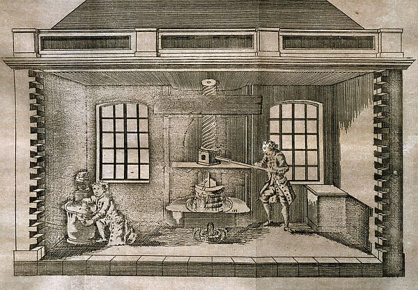 Oil press. Eighteenth-century engraving