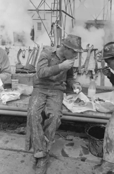 Framed Print : Oil worker eating lunch. Kilgore, Texas Framed Print : Oil worker eating lunch. Kilgore, Texas