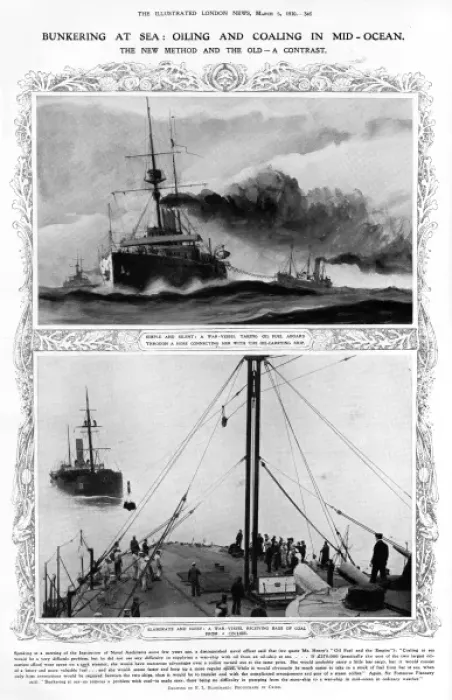 Framed Print : Oiling and Coaling in mid-ocean Framed Print : Oiling and Coaling in mid-ocean