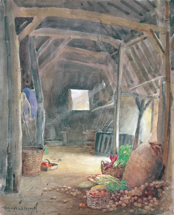 Framed Print : The Old Barn Garden Flowers Watercolour painting Framed Print : The Old Barn Garden Flowers Watercolour painting