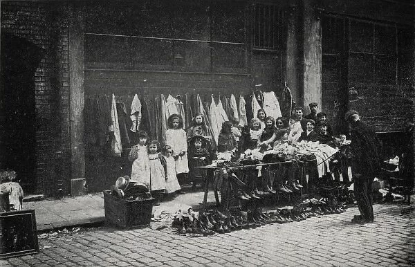 Old clothes stall, East End of London