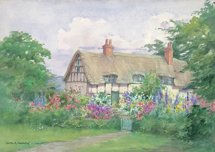 Framed Print : Old Cottage in Childrey, Berkshire - Gardens Framed Print : Old Cottage in Childrey, Berkshire - Gardens