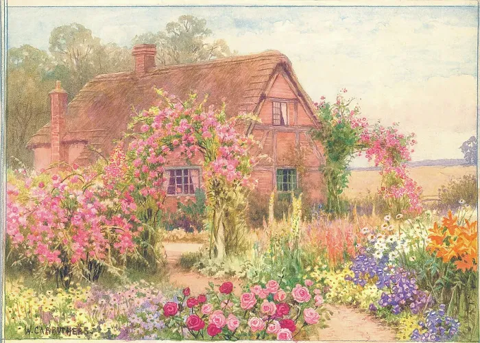 Framed Print : Old cottage and garden at Ashow, near Kenilworth Framed Print : Old cottage and garden at Ashow, near Kenilworth
