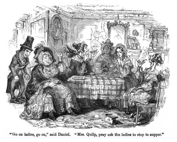 Framed Print : The Old Curiosity Shop, Quilp and the ladies Framed Print : The Old Curiosity Shop, Quilp and the ladies