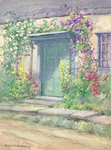 The Old Doorway Gardens Garden Flowers Watercolour