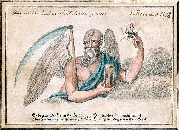 Old Father Time on a German New Year card