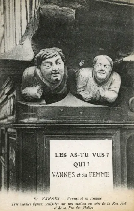 Framed Print : Two old figures - Vannes, France