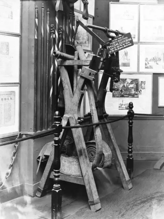 Framed Print : Old firefighting equipment in a museum Framed Print : Old firefighting equipment in a museum