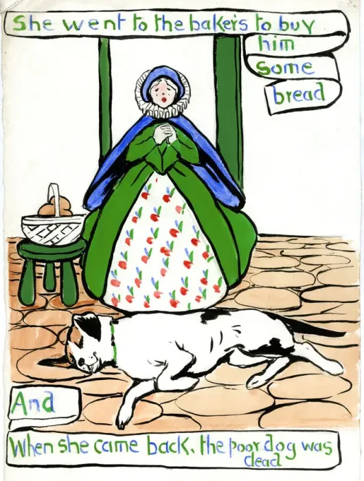 Framed Print : Old Mother Hubbard, by Minnie Asprey Framed Print : Old Mother Hubbard, by Minnie Asprey