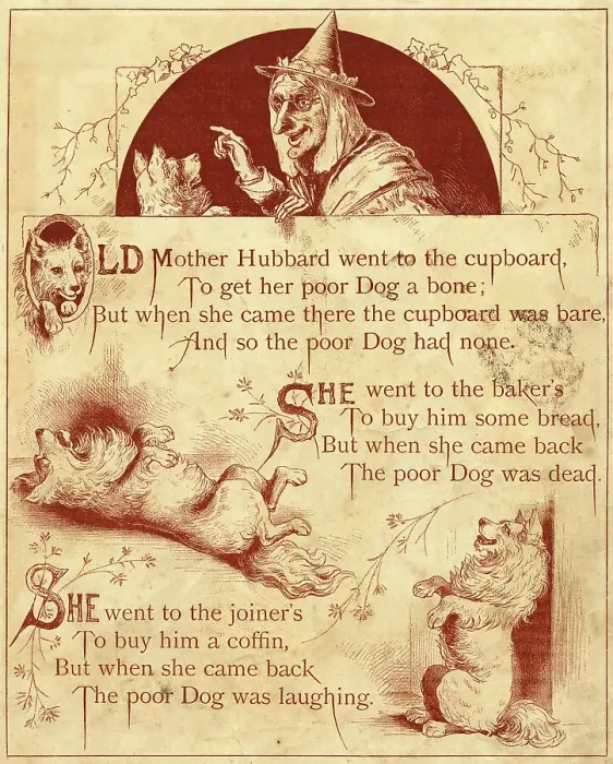 Framed Print : Old Mother Hubbard: went to the cupboard Framed Print : Old Mother Hubbard: went to the cupboard