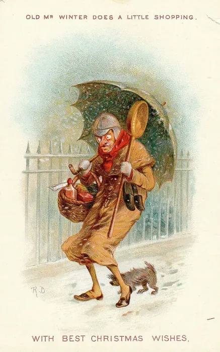 Framed Print : Old Mr Winter in the snow on a Christmas card Framed Print : Old Mr Winter in the snow on a Christmas card