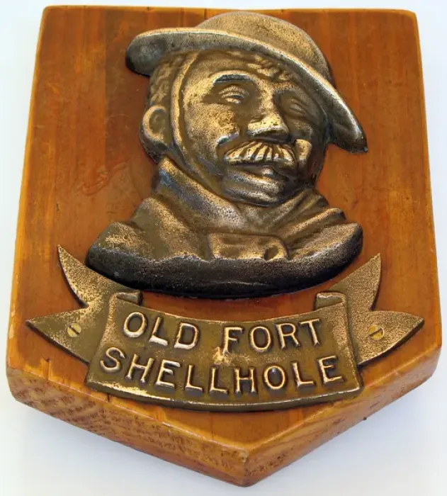 Framed Print : Old Bill plaque relating to the Old Fort - Shell Hole Framed Print : Old Bill plaque relating to the Old Fort - Shell Hole