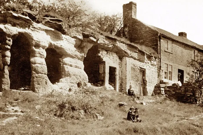 Framed Print : Old Rock Houses, Mansfield early 1900's Framed Print : Old Rock Houses, Mansfield early 1900's