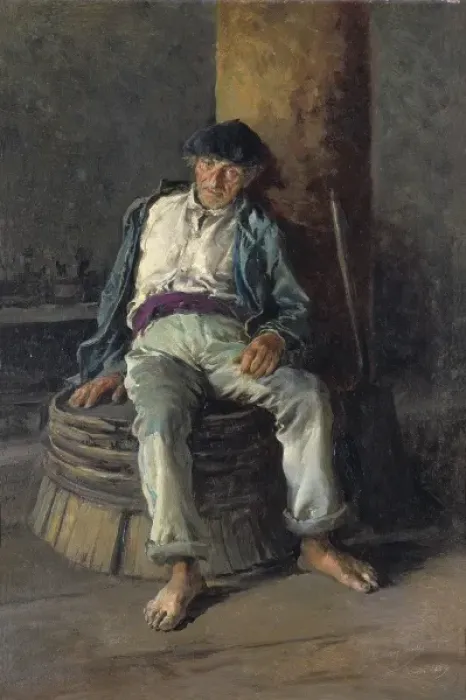 Framed Print : Old sailor wearing a beret, 1889. Costumbrism Framed Print : Old sailor wearing a beret, 1889. Costumbrism