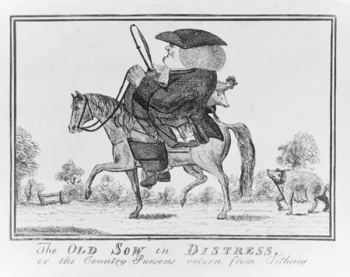 Framed Print : The old sow in Distress, or the country parsons return from Framed Print : The old sow in Distress, or the country parsons return from