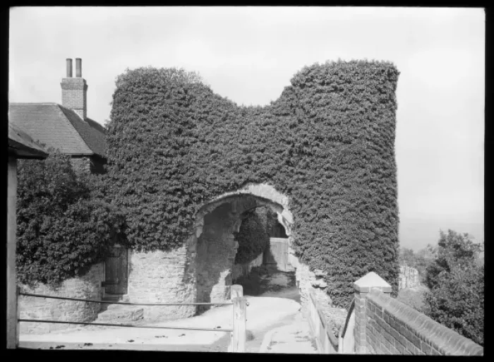 Framed Print : Old stone archway overgrown with leaves Framed Print : Old stone archway overgrown with leaves