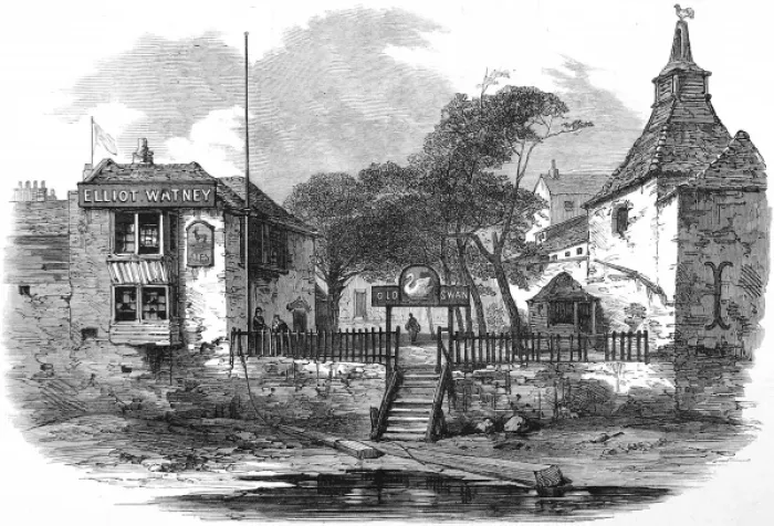 Framed Print : The Old Swan, Chelsea, 1873 Framed Print : The Old Swan, Chelsea, 1873