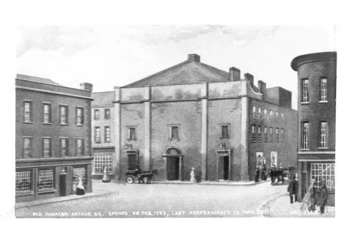Framed Print : Old Theatre, Arthur Square. Opened 26 Feb. 1793 Framed Print : Old Theatre, Arthur Square. Opened 26 Feb. 1793