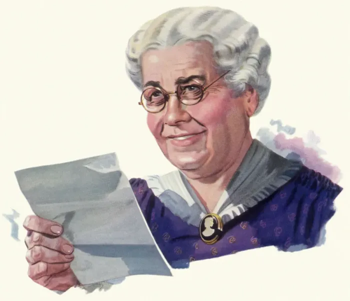 Framed Print : Old Woman Reads Letter Date: 1941 Framed Print : Old Woman Reads Letter Date: 1941