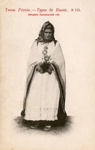 Old Woman in traditional costume - Latvian Courland Province