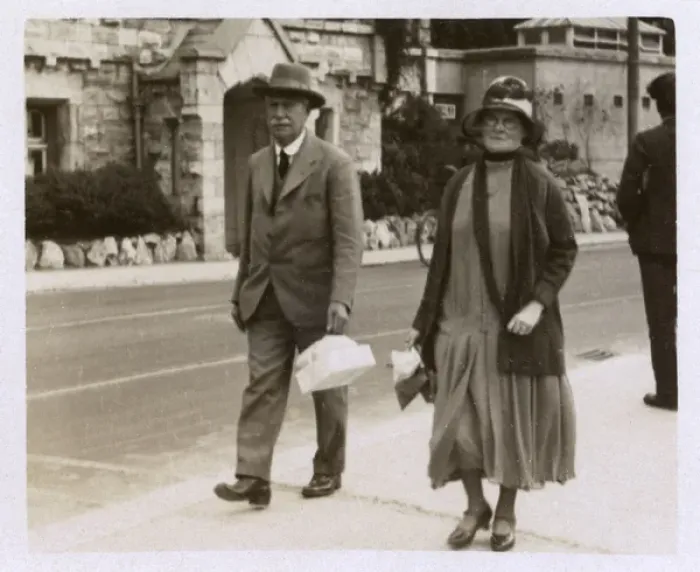 Framed Print : Rather serious older couple on holiday at Torquay, Devon Framed Print : Rather serious older couple on holiday at Torquay, Devon