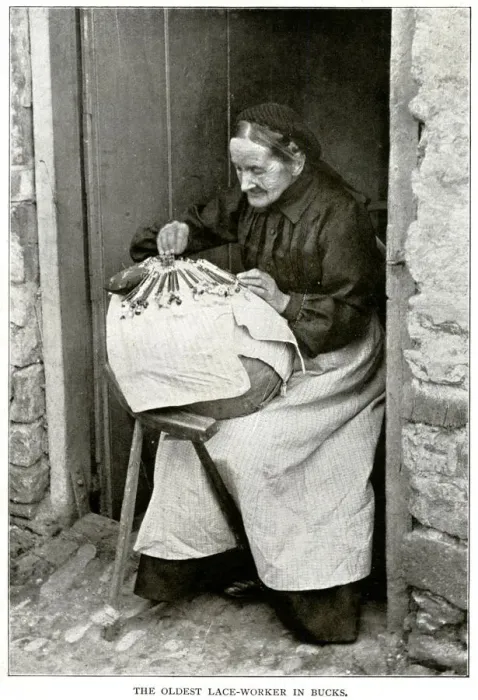 Framed Print : Oldest lace-worker in bucks 1904