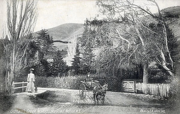 Oldhams Creek, Wakapuaka Road, Nelson, New Zealand. Date: circa 1910s